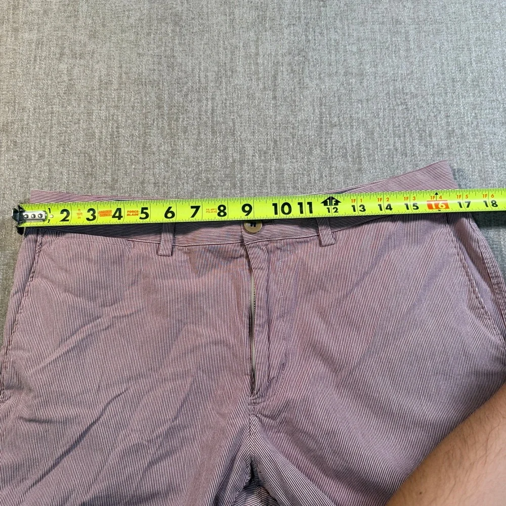 Banana Republic Aiden Shorts Mens 33 Red White Micro Stripe Slim Fit Chino 9in